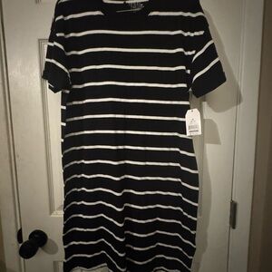 Time and Tru Black and White Striped Maxi Dress